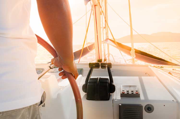 Captain driving charter boat