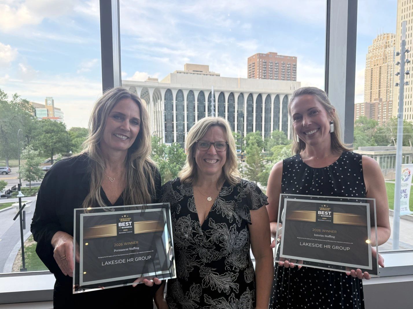 Lakeside HR Group Team Members Holding Best of Business Awards